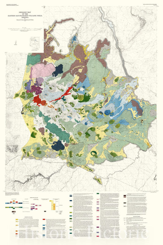 Map : Arizona 1976, Geologic map of the eastern San Francisco Volcanic Field, Arizona , Antique Vintage Reproduction