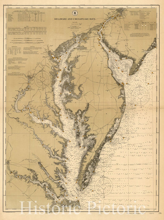 Map : Delaware and Chesapeake Bays 1903, Delaware and Chesapeake Bays , Antique Vintage Reproduction
