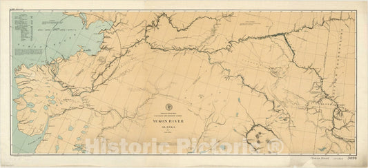 Map : Yukon River, Alaska 1898, Yukon River, Alaska, Antique Vintage Reproduction