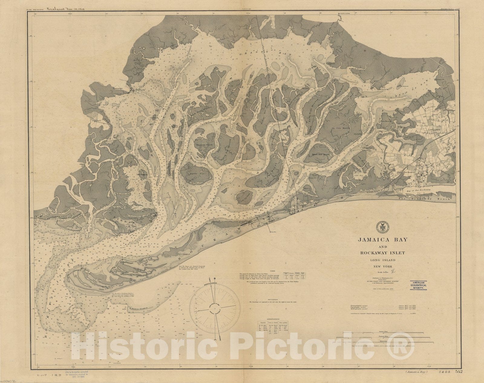 Map : Jamaica Bay and Rockaway Inlet, Long Island, New York 1903, Jamaica Bay and Rockaway Inlet, Long Island, New York , Antique Vintage Reproduction