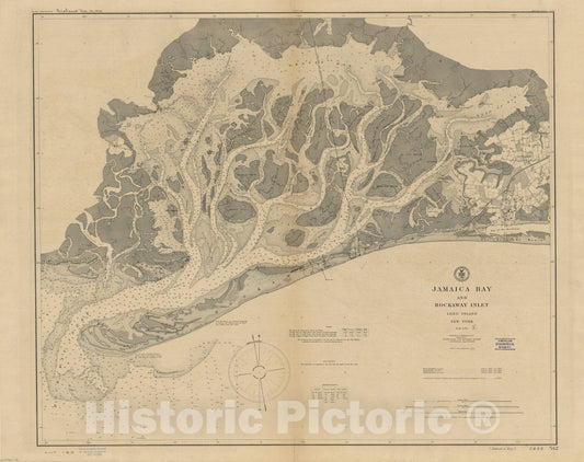 Map : Jamaica Bay and Rockaway Inlet, Long Island, New York 1903, Jamaica Bay and Rockaway Inlet, Long Island, New York , Antique Vintage Reproduction