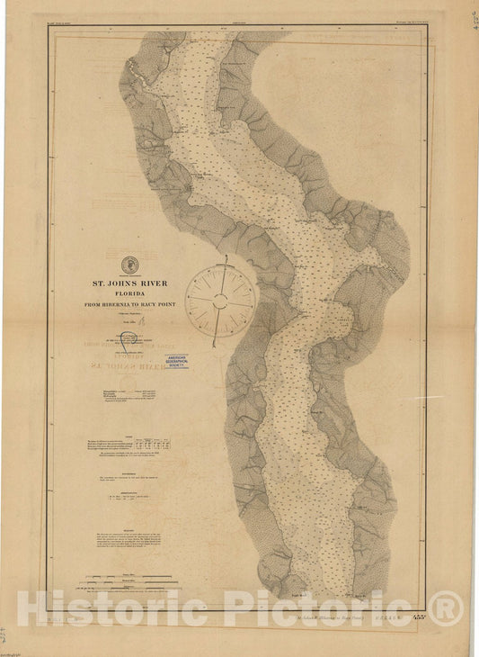 Map : St. Johns River, Florida 1900, St. Johns River, Florida : from Hibernia to Racy Point , Antique Vintage Reproduction