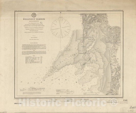 Map : Wellfleet Harbor, Massachusetts 1860, Wellfleet Harbor, Massachusetts , Antique Vintage Reproduction