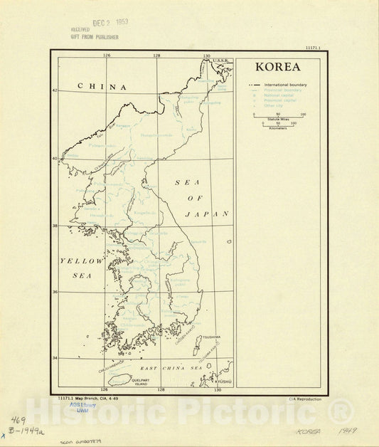 Map : Korea 1949 1, Korea, Antique Vintage Reproduction