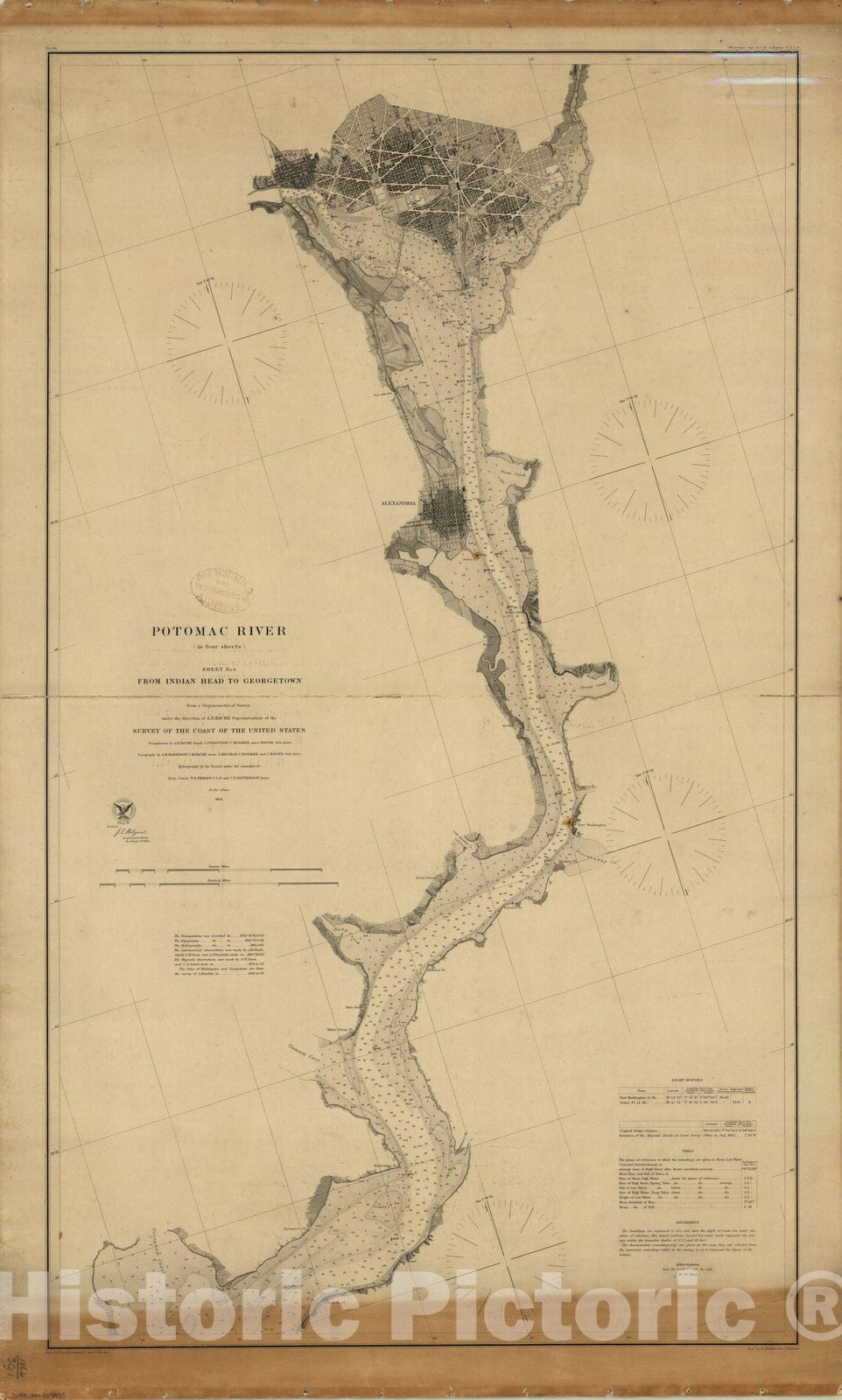 Map : Potomac River 1864, Potomac River (in four sheets) : sheet no. 4, from Indian Head to Georgetown , Antique Vintage Reproduction