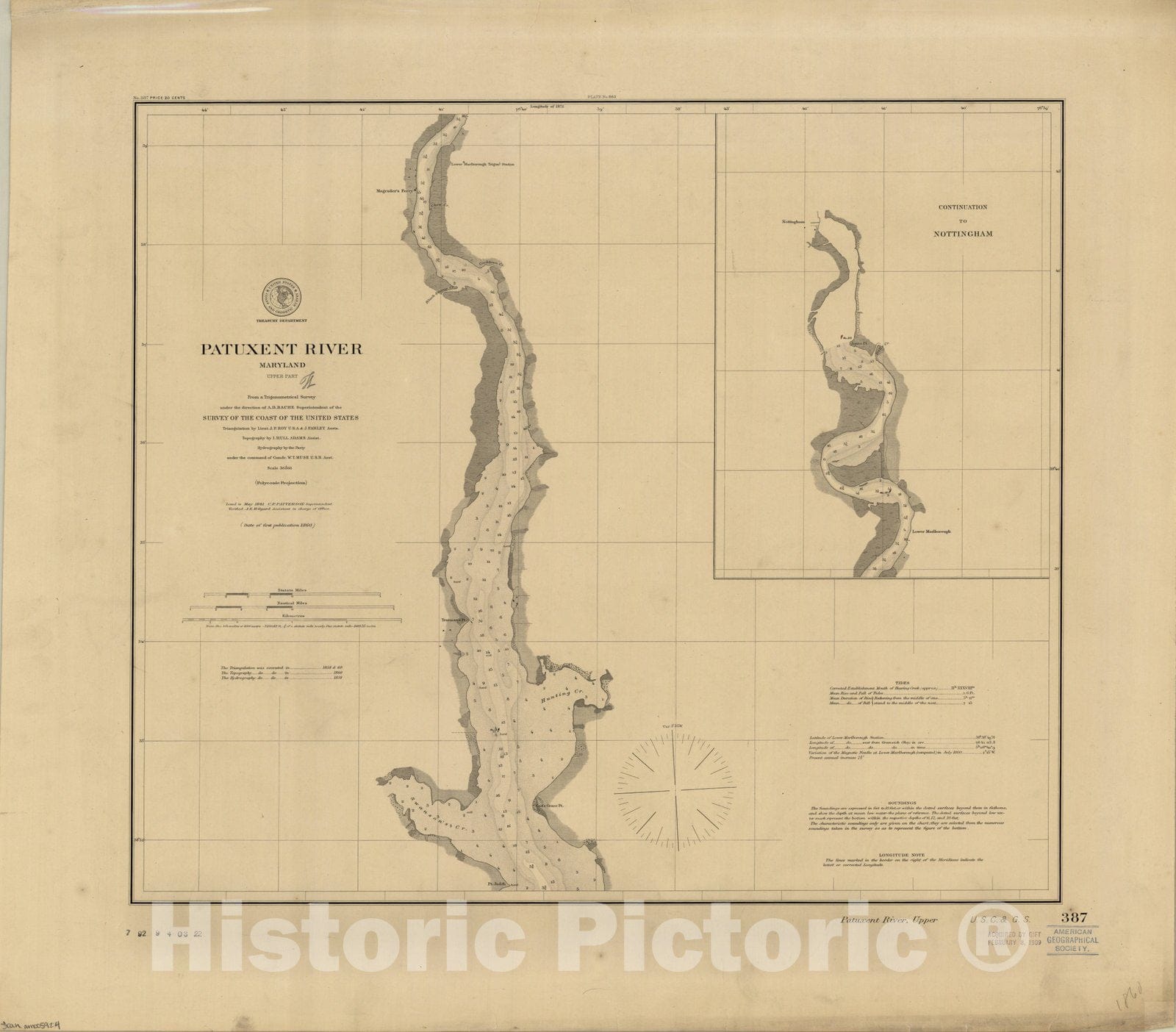 Map : Maryland 1881, Patuxent River, Maryland : upper part , Antique Vintage Reproduction