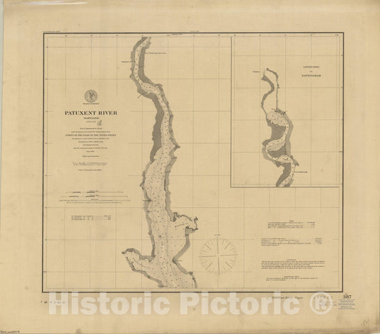 Map : Maryland 1881, Patuxent River, Maryland : upper part , Antique Vintage Reproduction