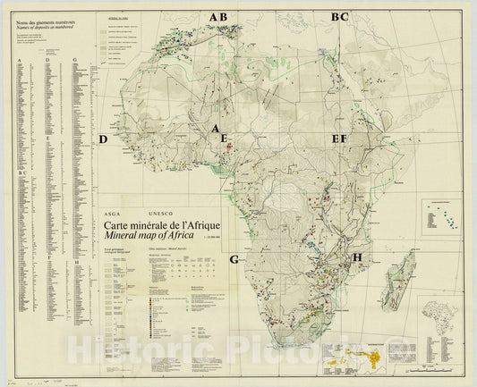 Map : Africa 1968, Mineral map of Africa , Antique Vintage Reproduction