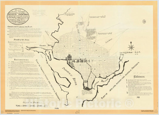 Map : Washington, D.C. 1791 1991, Antique Vintage Reproduction