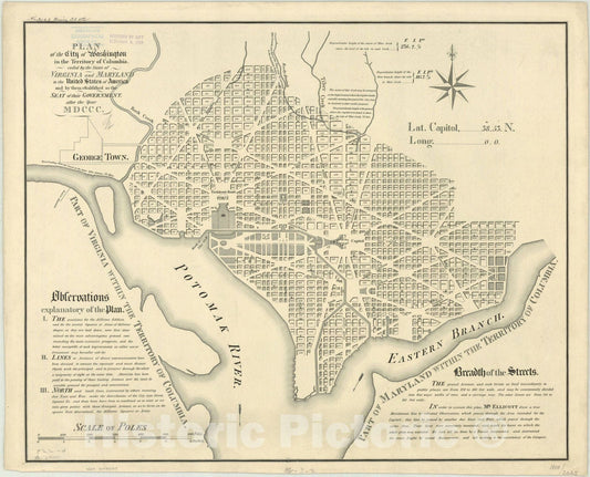 Map : Washington, D.C. 1888, Antique Vintage Reproduction