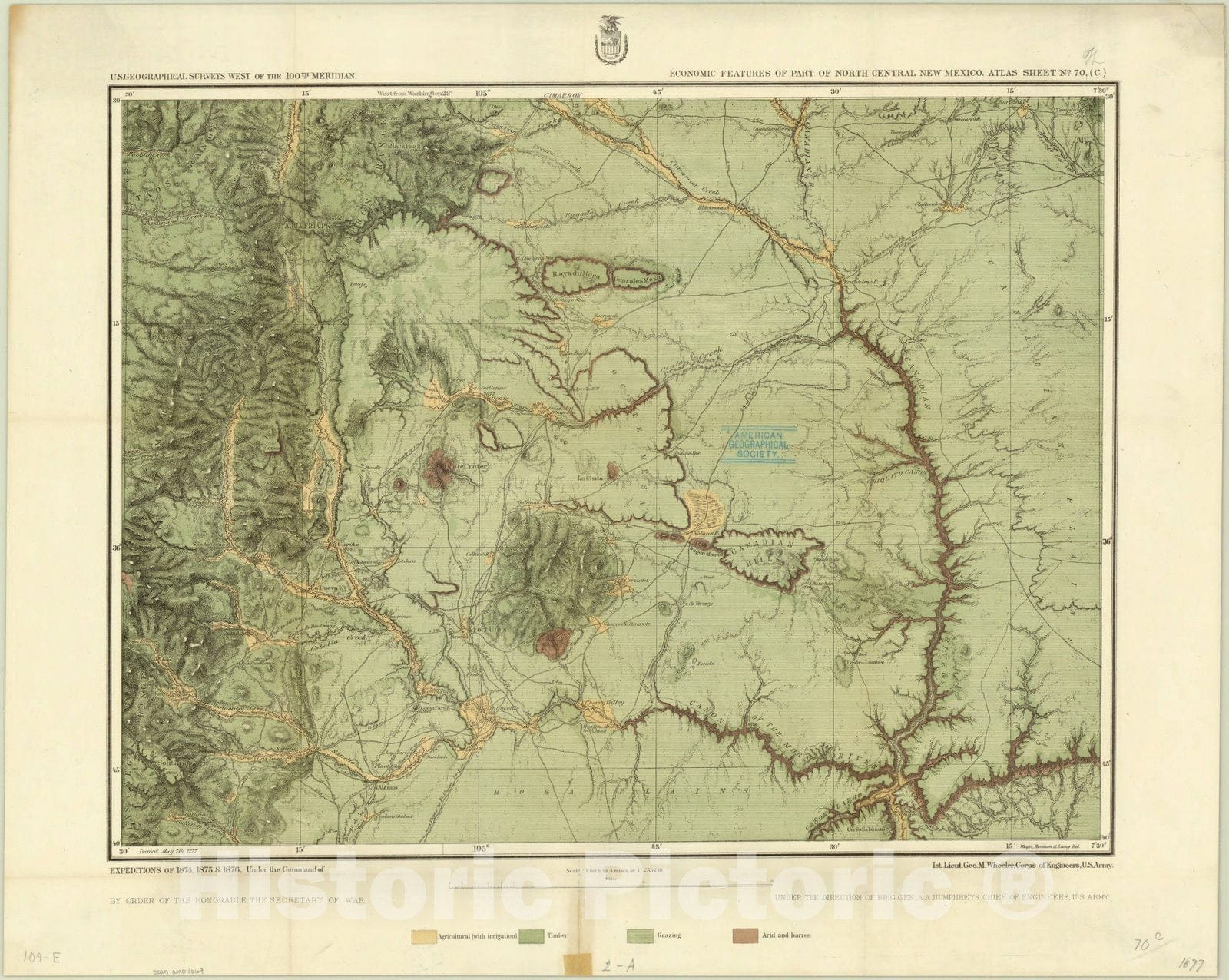 Map : New Mexico 1877, Antique Vintage Reproduction
