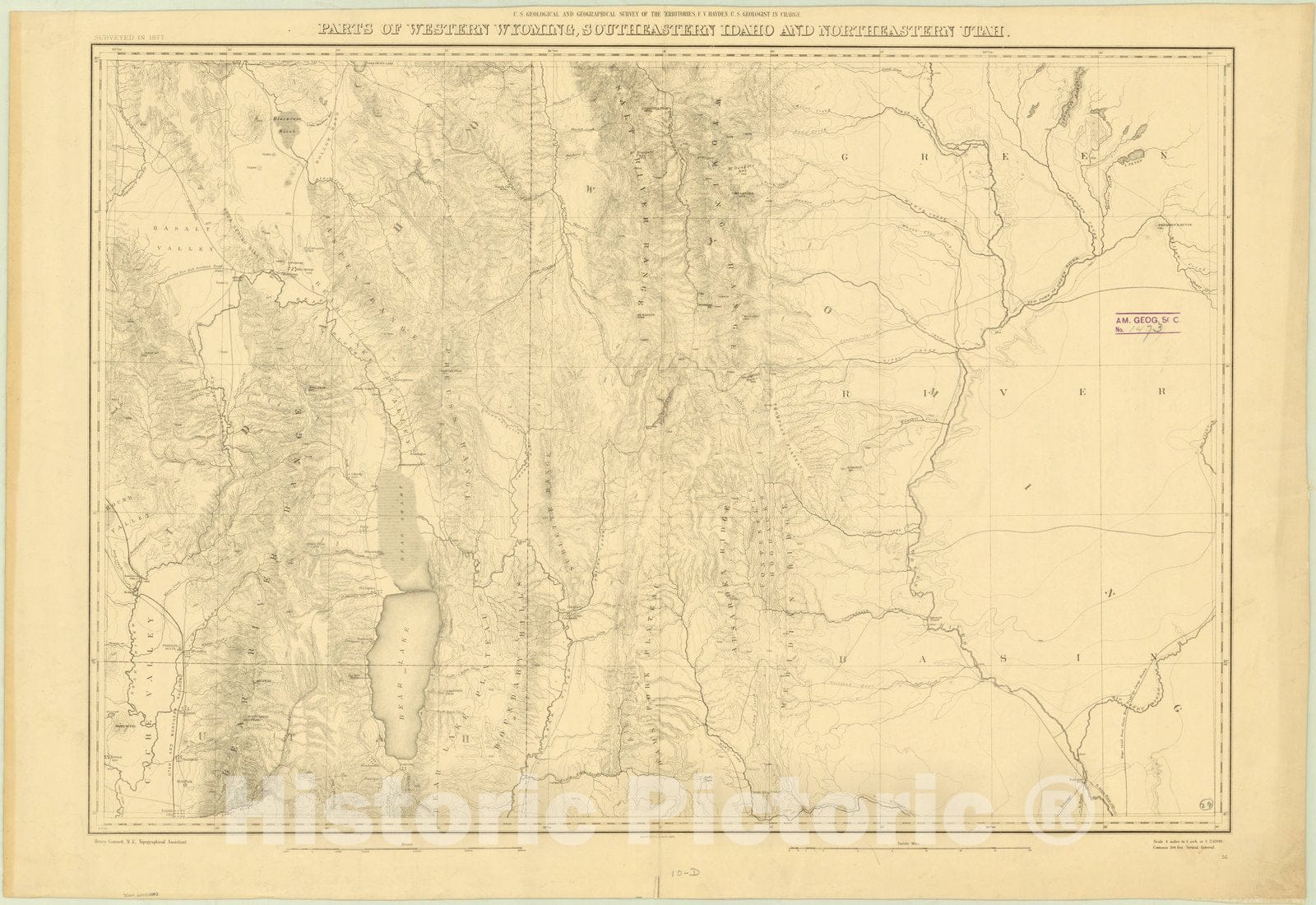 Map : Wyoming, Idaho 1878, Parts of western Wyoming, southeastern Idaho and northeastern Utah , Antique Vintage Reproduction