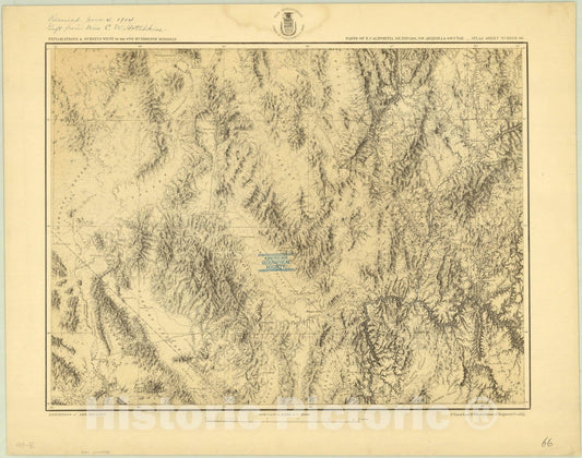 Map : Arizona, Utah, New Mexico and California 1874, Antique Vintage Reproduction