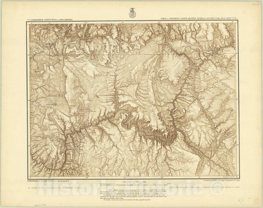 Map : Arizona and Utah 1874, U.S. geographical surveys west of the 100th meridian : parts of northern & north western Arizona & soutern Utah, atlas sheet no. 67