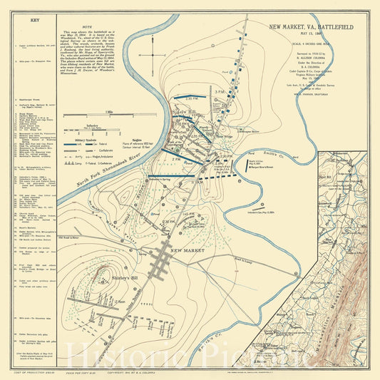 Map : New Market, Virginia 1914, Antique Vintage Reproduction