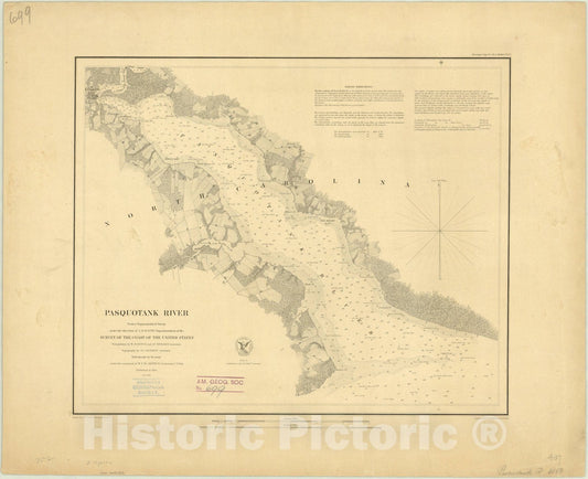 Map : Pasquotank River, North Carolina 1850, Pasquotank River , Antique Vintage Reproduction