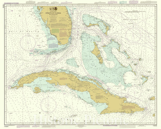 Map : Florida and Cuba 2012, Straits of Florida and approaches -- Atlantic coast , Antique Vintage Reproduction