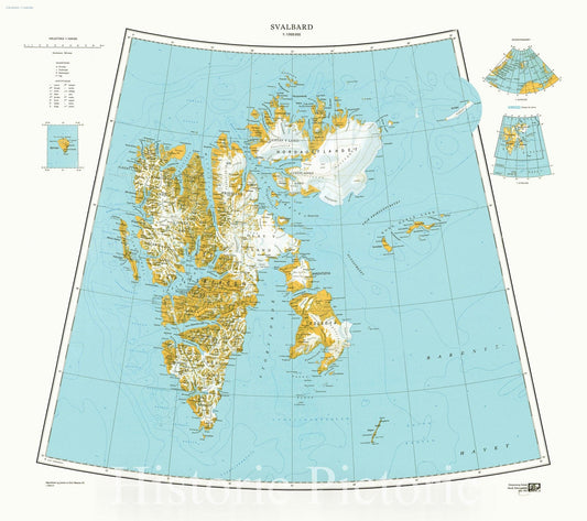 Map : Svalbard, Norway 1967, Svalbard 1:1,000,000, Antique Vintage Reproduction