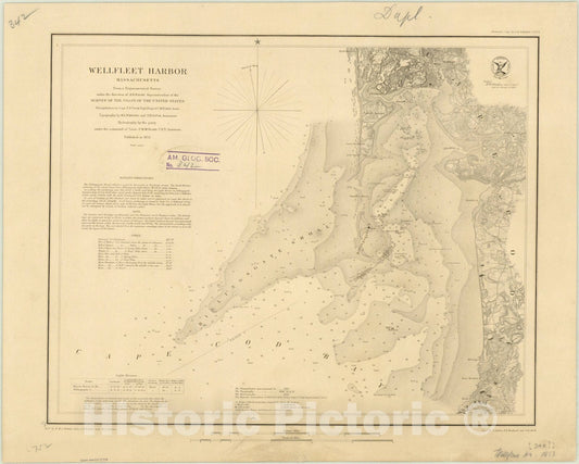 Map : Wellfleet Harbor, Massachusetts 1853, Wellfleet Harbor, Massachusetts , Antique Vintage Reproduction