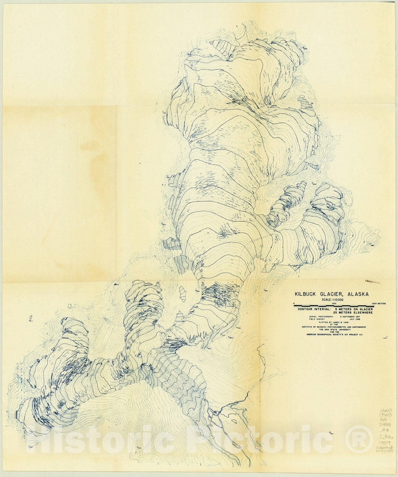 Map : Kilbuck Glacier, Alaska 1959, Kilbuck Glacier, Alaska scale 1:10,000 , Antique Vintage Reproduction