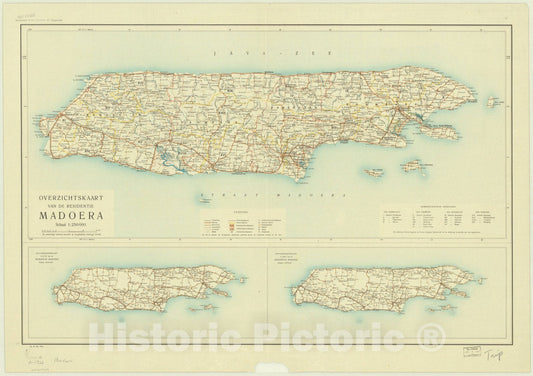 Map : Madura Island, Indonesia 1922, Overzichtskaart van de residentie Madoera, Antique Vintage Reproduction