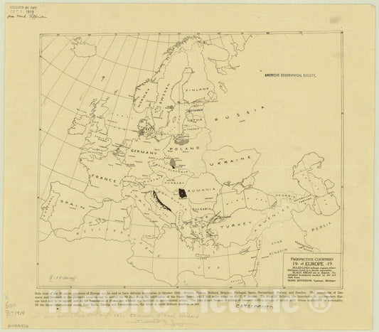 Map : Europe 1919, Prospective countries of Europe, 1919 , Antique Vintage Reproduction