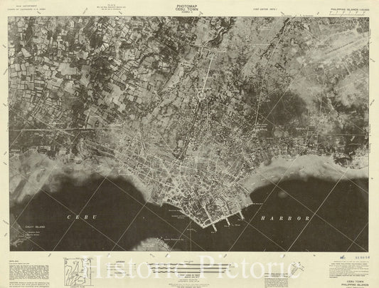 Map : Cebu City, Philippines 1944, Photomap Cebu Town (Cebu I) Philippine Islands 1:10,000 , Antique Vintage Reproduction