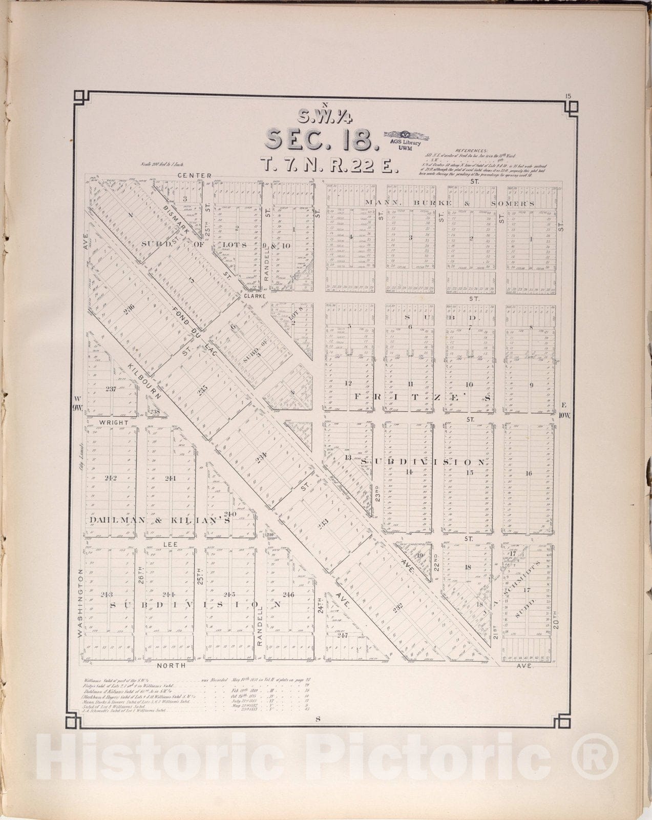 Map : Milwaukee, Wisconsin 1884 5, Quarter-sectional atlas of the city of Milwaukee , Antique Vintage Reproduction
