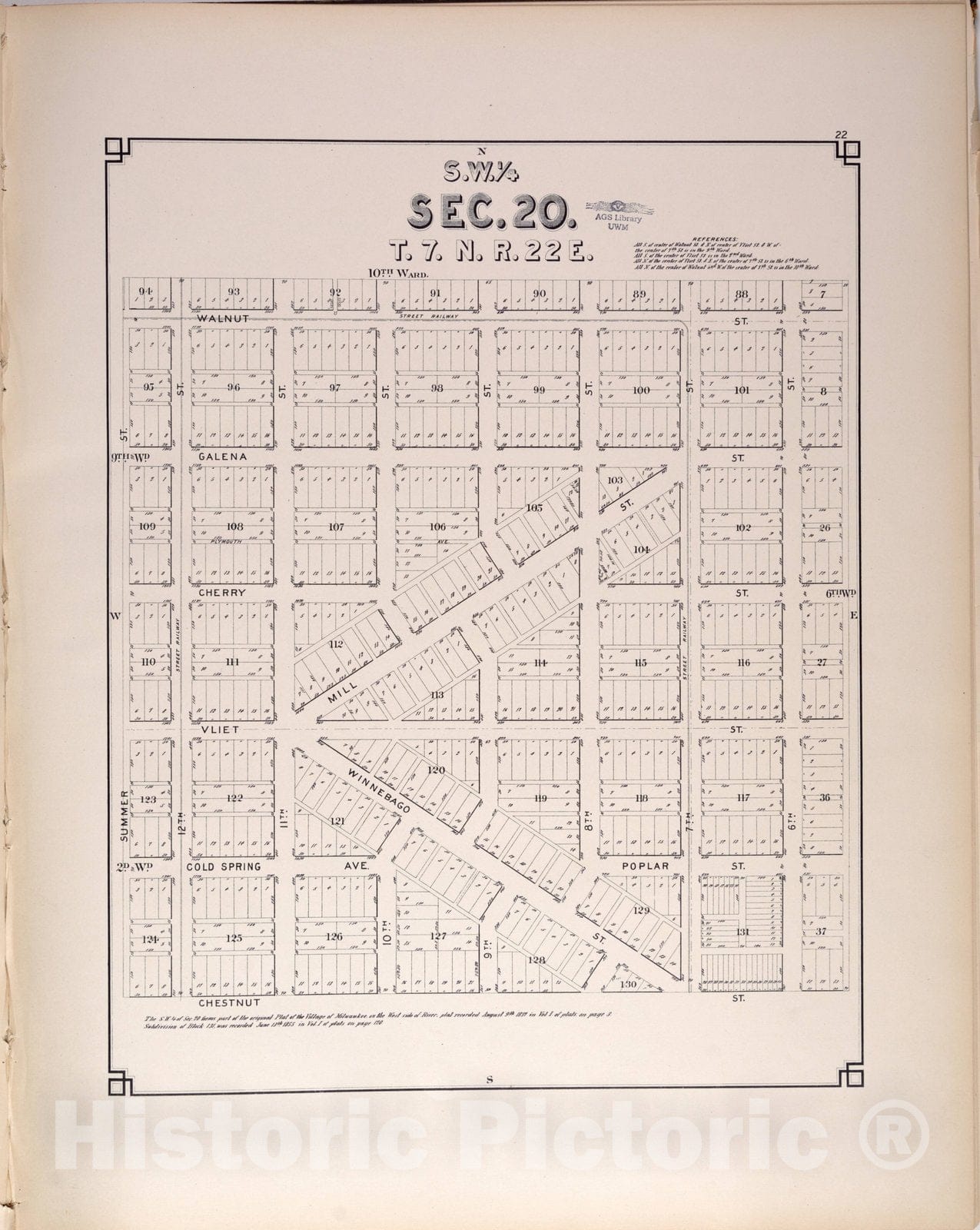 Map : Milwaukee, Wisconsin 1884 13, Quarter-sectional atlas of the city of Milwaukee , Antique Vintage Reproduction