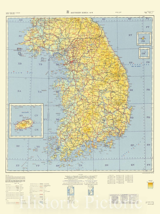 Map : Southern Korea 1965, Korea road map 1:700,000 , Antique Vintage Reproduction
