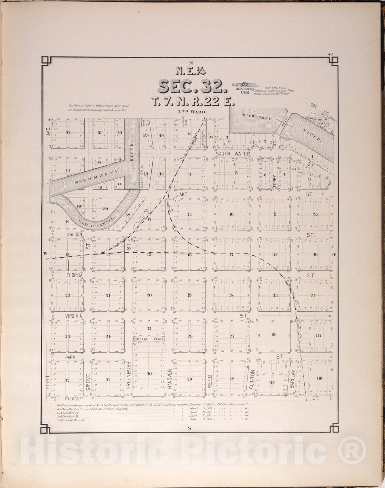 Map : Milwaukee, Wisconsin 1884 39, Quarter-sectional atlas of the city of Milwaukee , Antique Vintage Reproduction