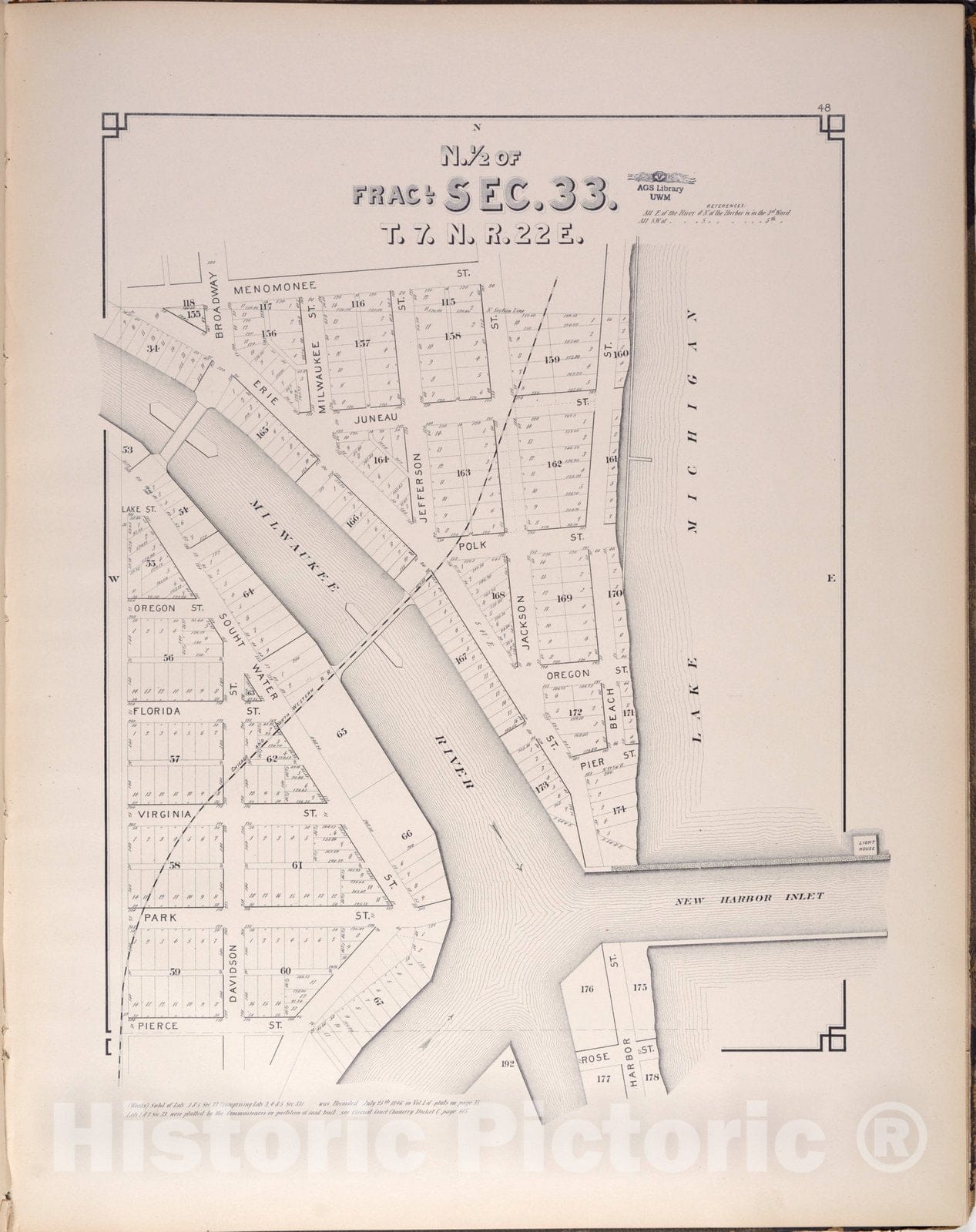 Map : Milwaukee, Wisconsin 1884 40, Quarter-sectional atlas of the city of Milwaukee , Antique Vintage Reproduction