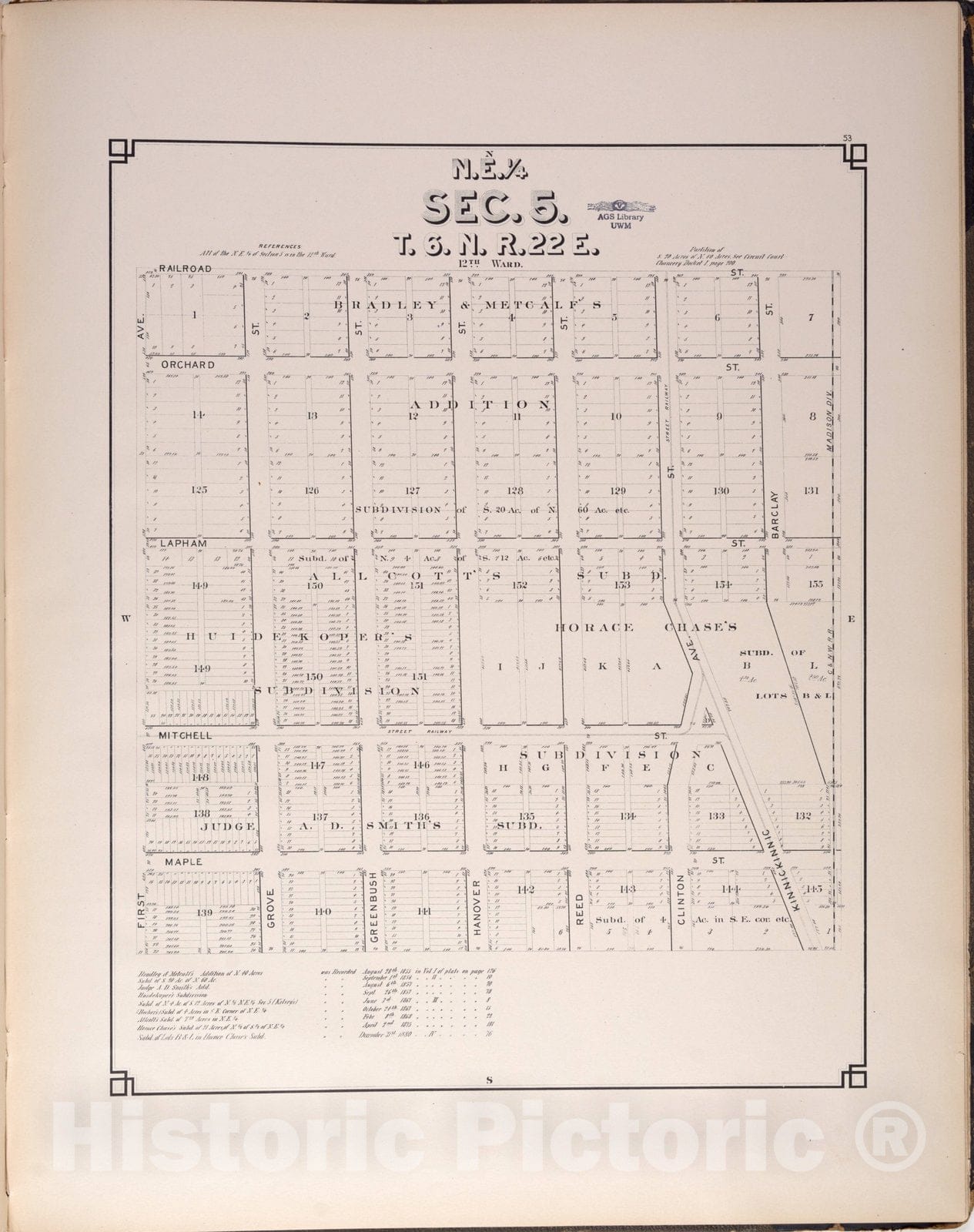 Map : Milwaukee, Wisconsin 1884 46, Quarter-sectional atlas of the city of Milwaukee , Antique Vintage Reproduction