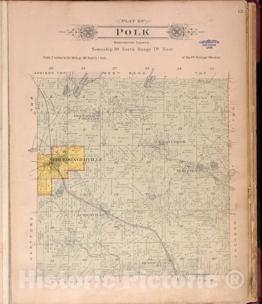 Historic Map : Washington & Ozaukee Counties, Wisconsin 1915 8, Plat book of Washington and Ozaukee counties, Wisconsin, compiled from county records and actual surveys