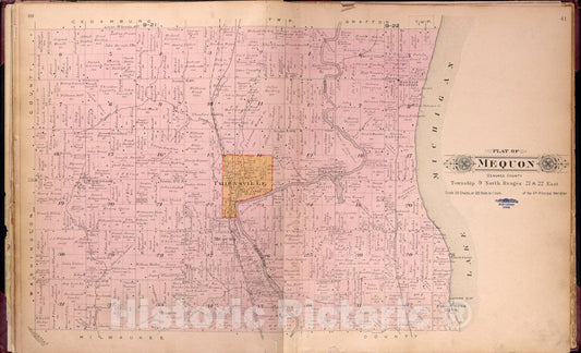 Historic Map : Washington & Ozaukee Counties, Wisconsin 1915 9, Plat book of Washington and Ozaukee counties, Wisconsin, compiled from county records and actual surveys