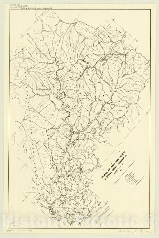 Map : North Carolina 1937, Map of Qualla and 3200 acre tracts, Cherokee Indian Reservation, 1937 , Antique Vintage Reproduction