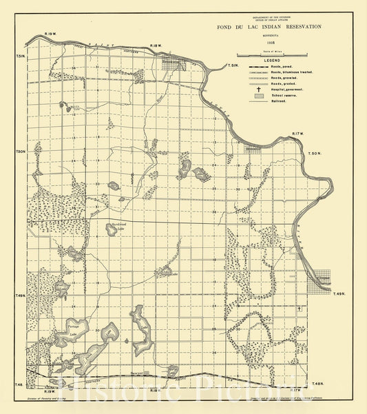 Map : Fond du Lac Indian Reservation, Minnesota 1938, Map of Fond du Lac Indian Reservation, Minnesota, 1938 , Antique Vintage Reproduction