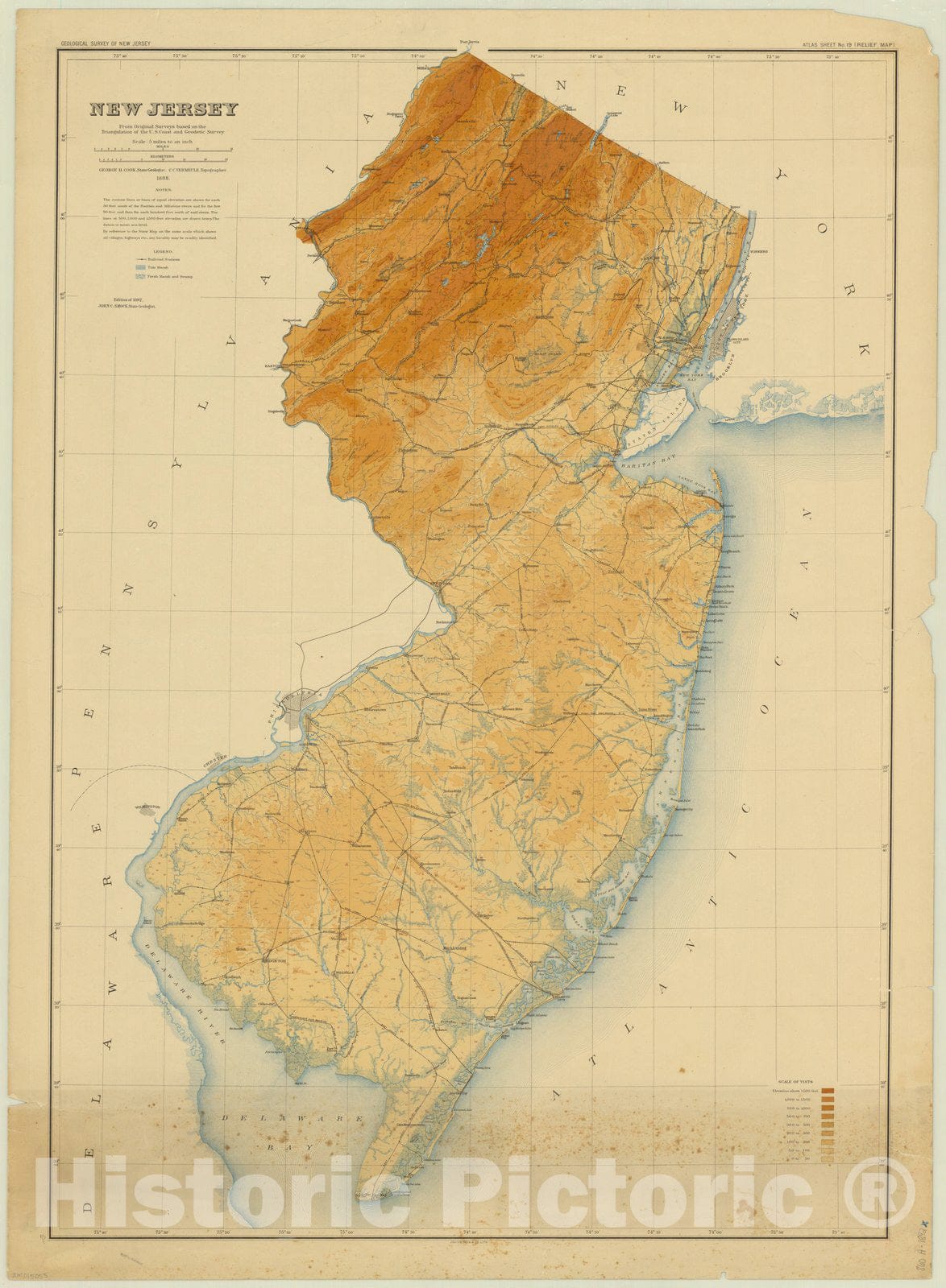 Map : New Jersey 1892, New Jersey , Antique Vintage Reproduction