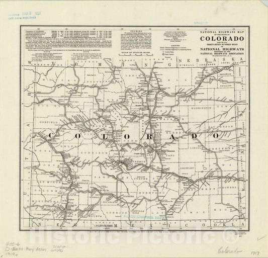 Map : Colorado 1919, National highways map of the state of Colorado : showing thirty-seven hundred miles of national highways , Antique Vintage Reproduction