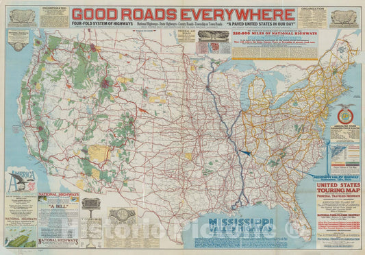 Map : United States 1925 4, Antique Vintage Reproduction