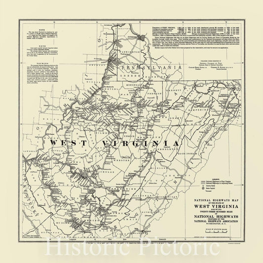 Map : West Virginia 1919 1, Antique Vintage Reproduction