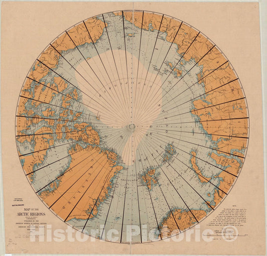 Map : Arctic 1912 1, Map of the Arctic regions , Antique Vintage Reproduction