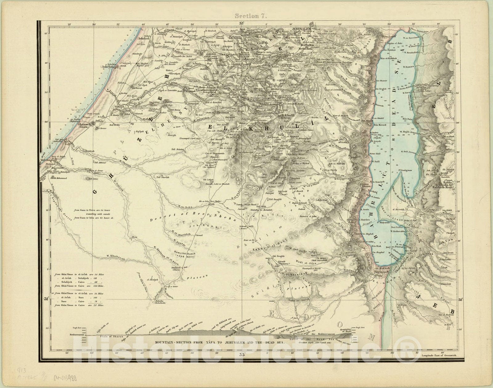 Map : Palestine 1858 6, Map of the Holy Land , Antique Vintage Reproduction