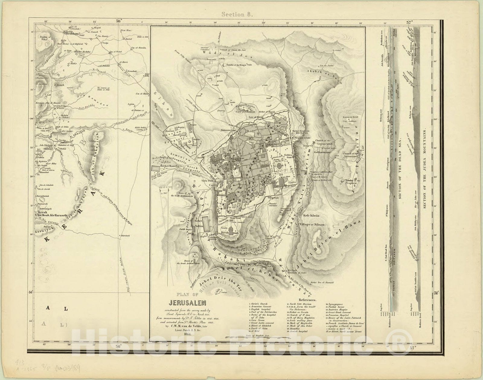 Map : Palestine 1858 7, Map of the Holy Land , Antique Vintage Reproduction