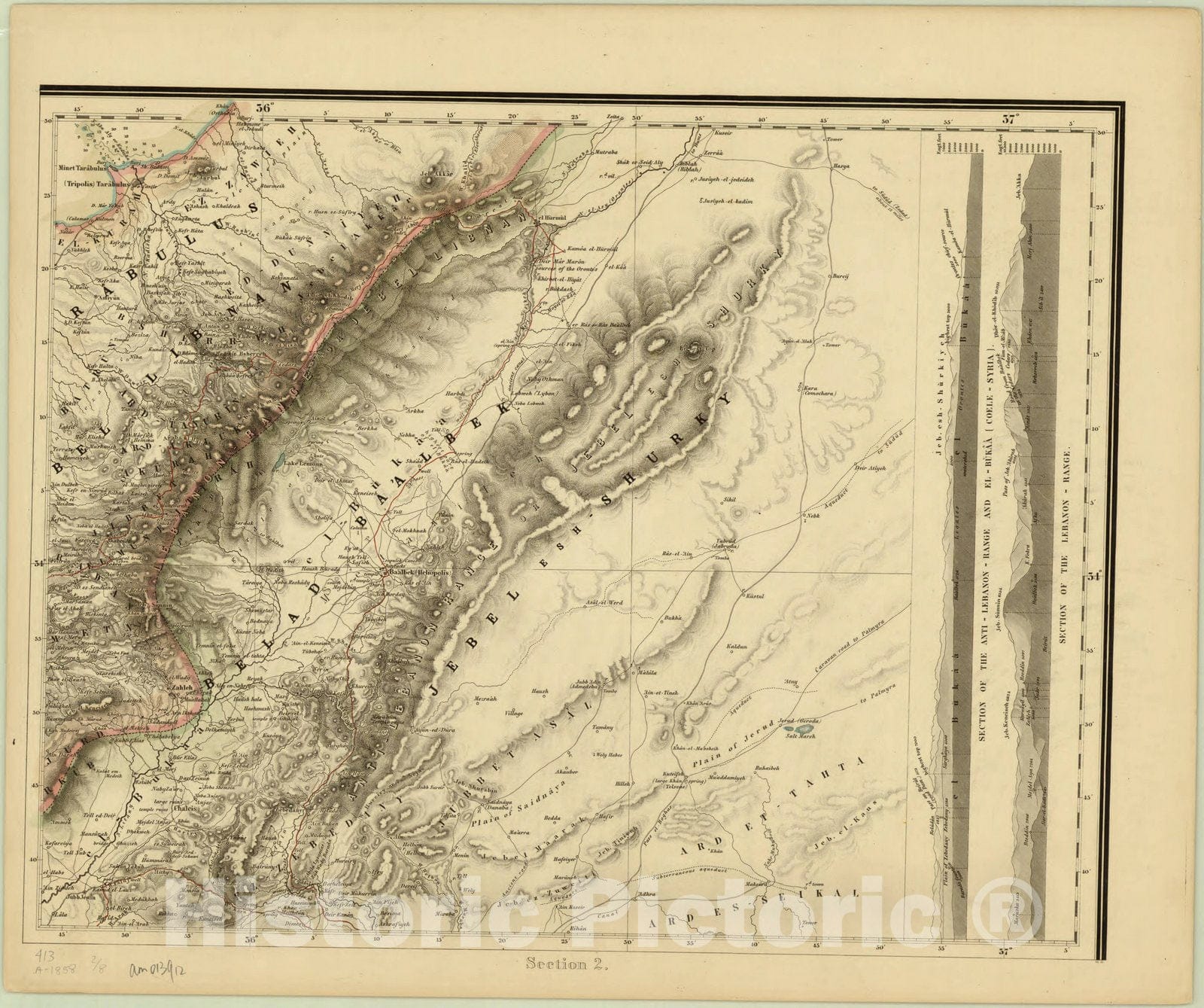 Map : Palestine 1865 8, Map of the Holy Land , Antique Vintage Reproduction