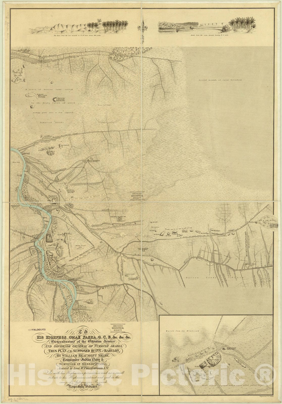 Map : Iraq 1862, This plan of the supposed ruins of Babylon , Antique Vintage Reproduction