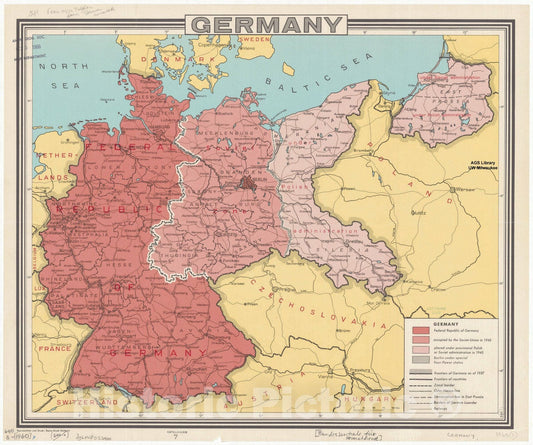 Map : Germany 1960, Germany , Antique Vintage Reproduction