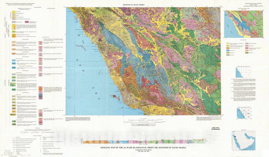 Map : Al Wajh, Saudi Arabia 1985, Geologic map of the Al Wajh quadrangle, sheet 26B, Kingdom of Saudi Arabia , Antique Vintage Reproduction