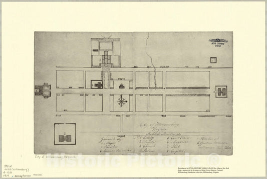Map : Williamsburg, Virginia 1781 1974, City of Williamsburg, Virginia, Antique Vintage Reproduction