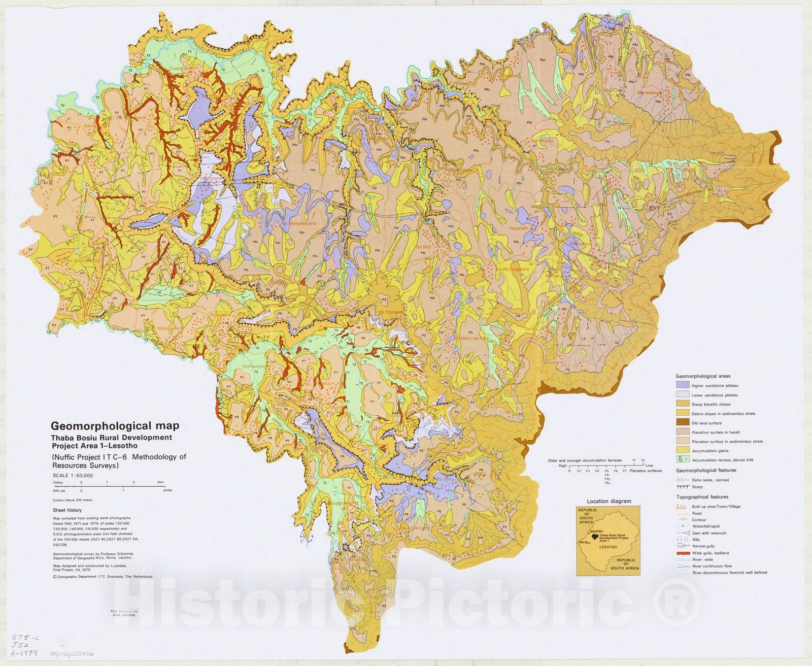 Map : Lesotho 1979, Geomorphological map : Thaba Bosiu Rural Development Project Area 1-Lesotho (Nuffic Project ITC-6 methodology of resources survey